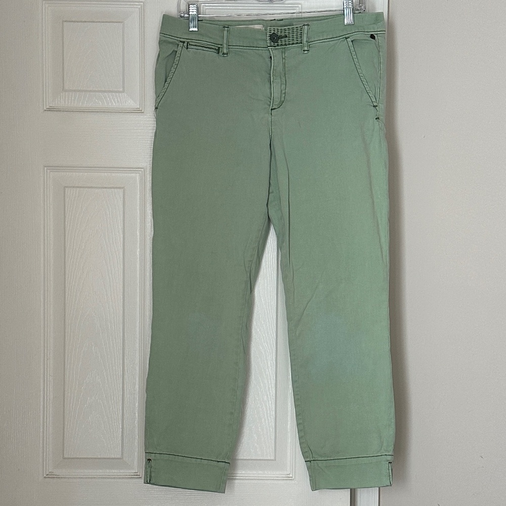 Pilcro and the Letterpress Anthropologie Stet Mid Rise Green Cropped Chinos 30 - Picture 2 of 8